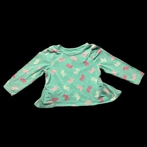 Wrangler Kids Long Sleeve Shirt - Teal with Pink and White Patterns
